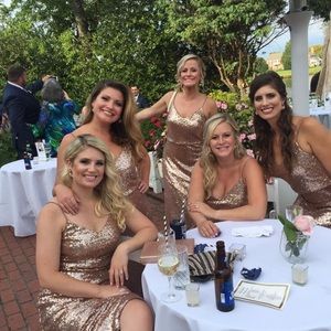 Jenny Yoo bridesmaid gown rose gold